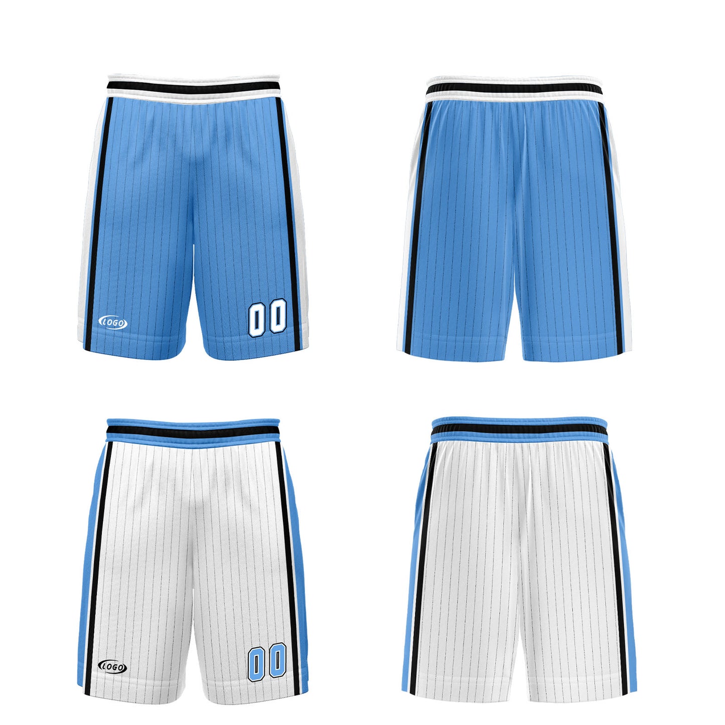 Custom Blue White Reversible Basketball Suit for Adults and Kids Personalized Jersey