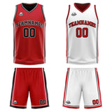 Custom Red White Black Reversible Basketball Suit for Adults and Kids Personalized Jersey