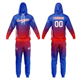 Custom Blue Red Sports hoodie Sweatshirt Set for Men Women Youth Tops and Pants Set Tracksuit