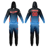 Custom Black Blue Sports hoodie Sweatshirt Set for Men Women Youth Tops and Pants Set Tracksuit