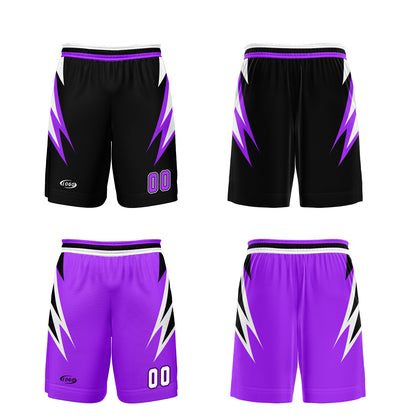 Custom Black Neon Purple Reversible Basketball Suit for Adults and Kids Personalized Jersey
