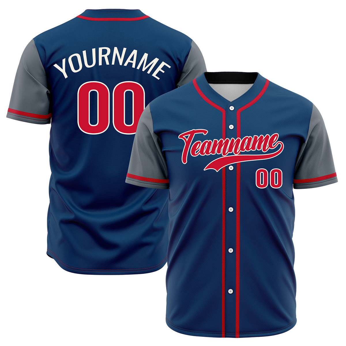Custom Dark Blue Gray Hip Hop Baseball Jersey Stitched Printed - Personalized Name Number Shirts #BB-0919-0048
