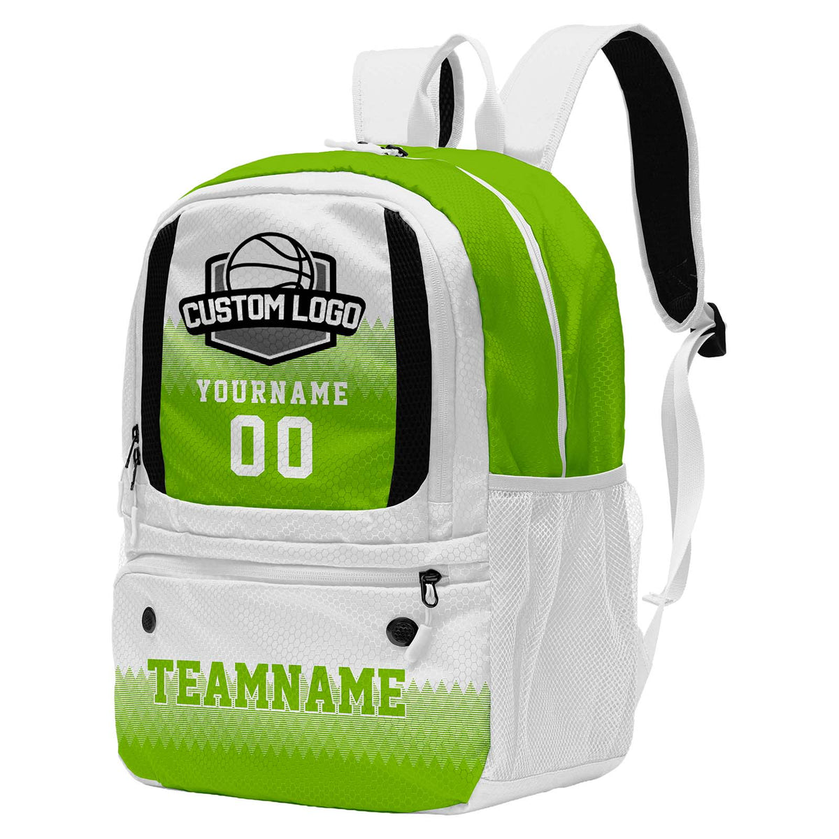 Custom White Basketball Soccer Backpack Personalized Player Names - Numbers & Team Logo #150-BP-0914-0029