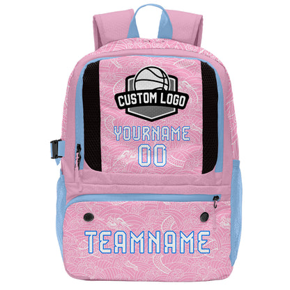 Custom Pink Blue Basketball Soccer Backpack Personalized Player Names Numbers Team Logo #BB-0919-0028