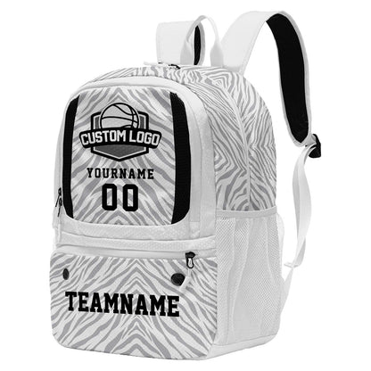 Custom Light Gray White Basketball Soccer Backpack Personalized Player Names - Numbers & Team Logo #150-BP-0914-0014