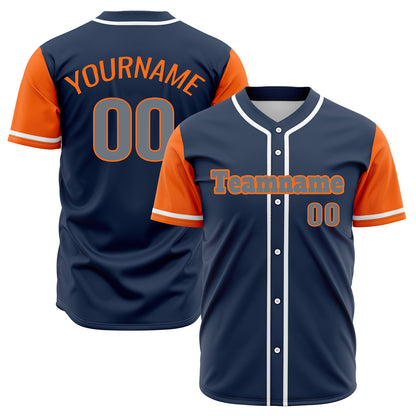 Custom Dark Blue Orange Hip Hop Baseball Jersey Stitched Printed - Personalized Name Number Shirts #BB-0919-0053