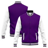 Custom Varsity Jacket Letterman jacket for Men, Women and Youth Purple White