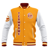 Custom Yellow Red White Waterproof Varsity Jackets Personalized Stitched Name Number Logo to Letterman Jackets