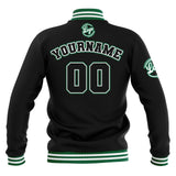 Custom Black White Green Waterproof Varsity Jackets Personalized Stitched Name Number Logo to Letterman Jackets