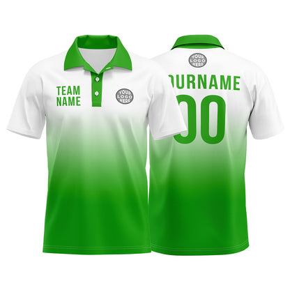 Custom Green Football Gradient Polo Shirts  Add Your Unique Logo/Name/Number