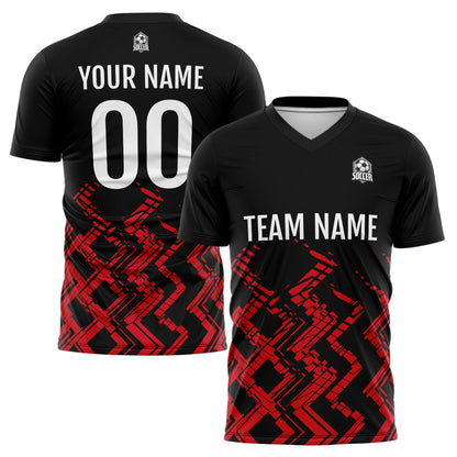 Custom Black Red Soccer Uniform Jersey Kids Adults Personalized Set Jersey Shirt