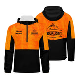 Custom Orange camouflage Windproof Softshell  Hooded Jacket - Lightweight Full - Zip, Full Print Logos & Texts