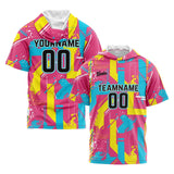 Custom Pink Yellow Short Sleeve Hoodies for Men Women Shirts with Hoods Printed Name Logo