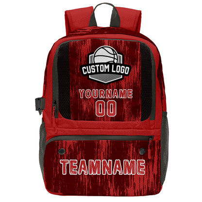 Custom Red Grey Basketball Soccer Backpack Personalized Player Names Numbers Team Logo #BB-0919-0032