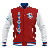 Custom Red White Blue Waterproof Varsity Jackets Personalized Stitched Name Number Logo to Letterman Jackets