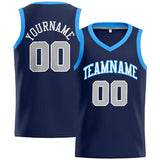 Custom Stitched Basketball Jersey for Men, Women And Kids Navy-White-Gray-Light Blue