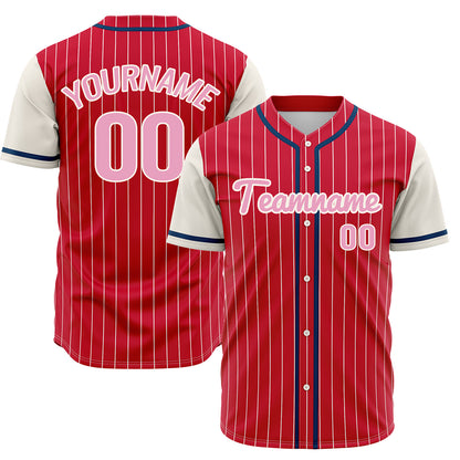 Custom Red&Off White Hip Hop Baseball Jersey Stitched Printed - Personalized Name Number Shirts #BB-0919-0092