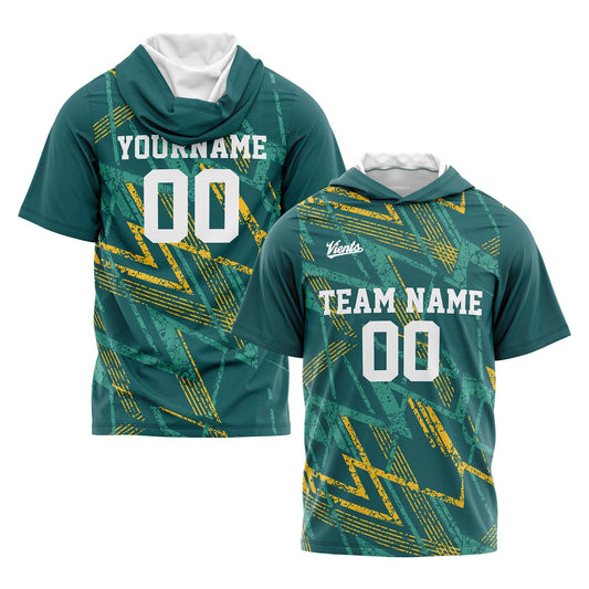 Custom Green Short Sleeve Hoodies for Men Women Shirts with Hoods Printed Name Logo