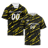 Custom Black Yellow Hooded T-Shirt Short Sleeve Hoodies for Men Women Shirts with Hoods Printed Name Logo
