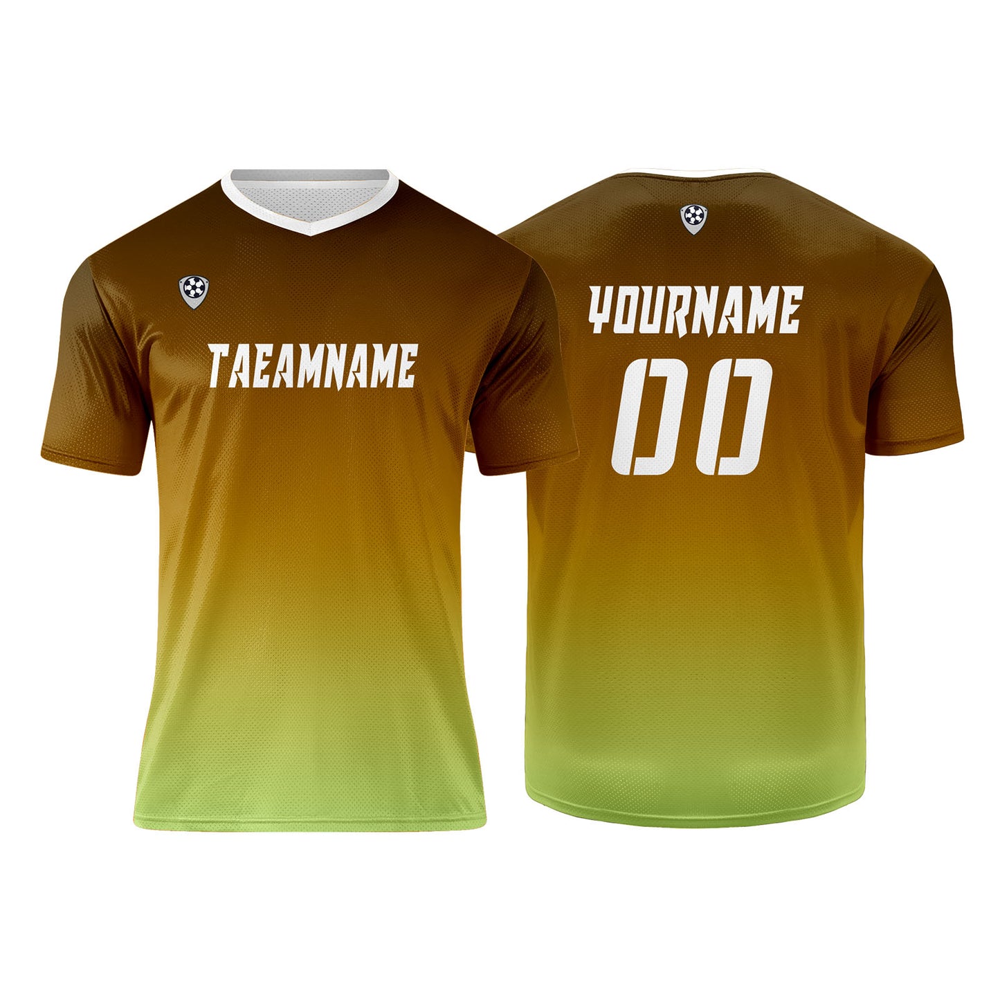 Custom Brown Yellow Green Uniform Jersey Kids Adults Personalized Set Jersey Shirt