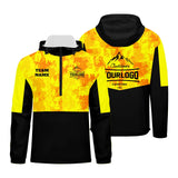 Custom Yellow Camouflage Windproof Softshell  Hooded Jacket - Lightweight Full - Zip, Full Print Logos & Texts
