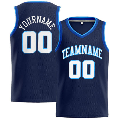 Custom Stitched Basketball Jersey for Men, Women And Kids Navy-White-Royal-Light Blue