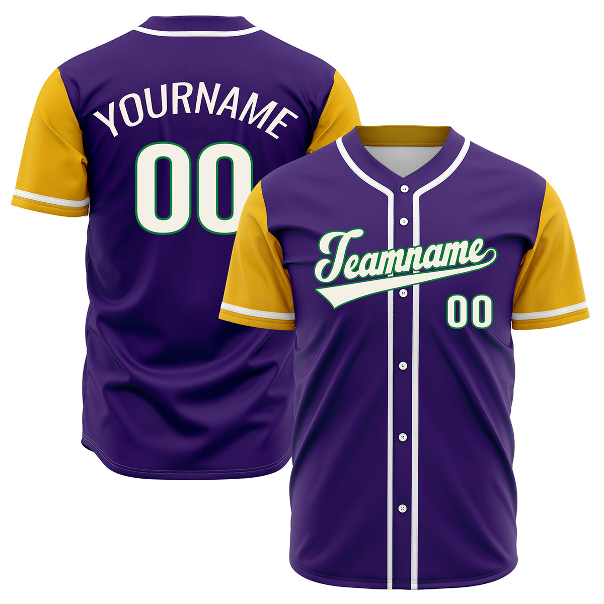 Custom Purple Yellow Hip Hop Baseball Jersey Stitched Printed - Personalized Name Number Shirts #BB-0919-0087