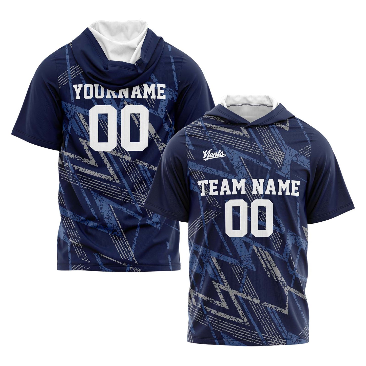 Custom Navy Short Sleeve Hoodies for Men Women Shirts with Hoods Printed Name Logo