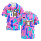 Custom Pink Blue Short Sleeve Hoodies for Men Women Shirts with Hoods Printed Name Logo