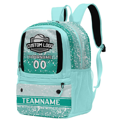 Custom Blue Green Basketball Soccer Backpack Personalized Player Names - Numbers & Team Logo #150-BP-0914-0009