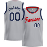 Custom Stitched Basketball Jersey for Men, Women And Kids Gray-Red-Navy