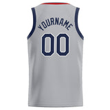 Custom Stitched Basketball Jersey for Men, Women And Kids Gray-Red-Navy