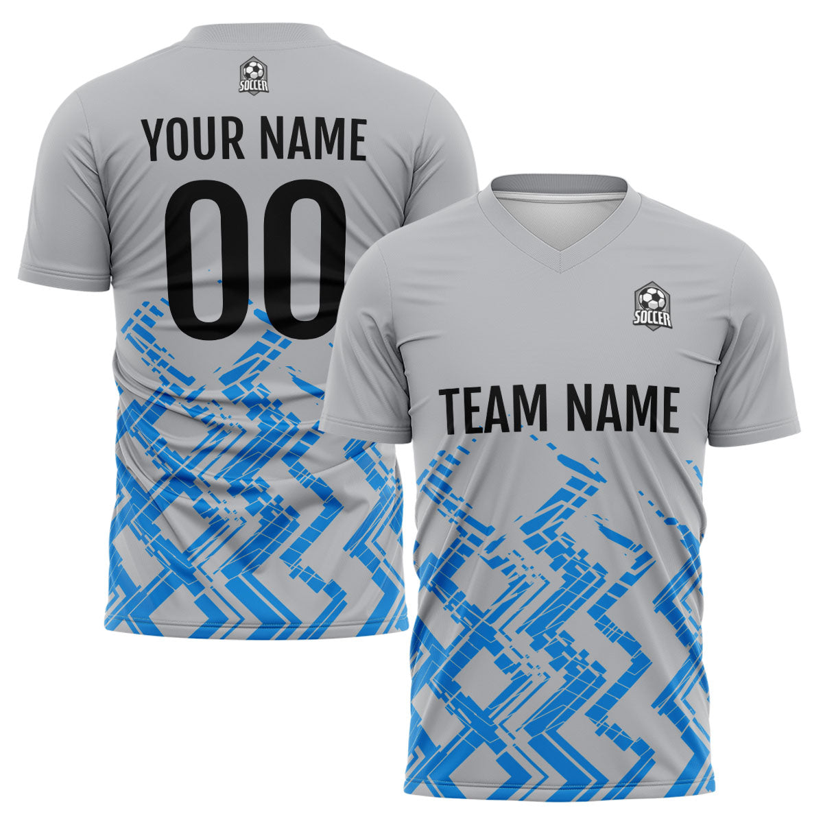 Custom Grey Blue Uniform Jersey Kids Adults Personalized Set Jersey Shirt