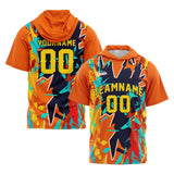 Custom Navy Orange Short Sleeve Hoodies for Men Women Shirts with Hoods Printed Name Logo