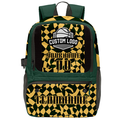 Custom Olive Green Gold Basketball Soccer Backpack Personalized Player Names Numbers Team Logo #BB-0919-0022
