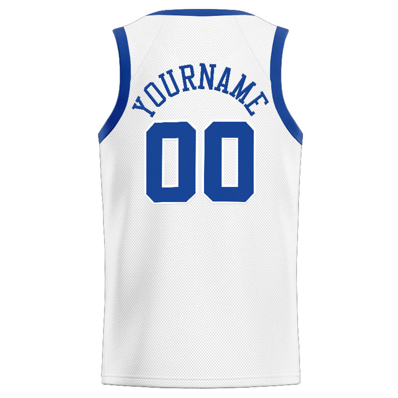 Custom Stitched Basketball Jersey for Men, Women And Kids White-Royal-Yellow