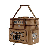 Custom Brown Black All-Over Print Double Layer Insulated Cooler Bag - Waterproof 600D Oxford Picnic Tote for Team Events & Outdoor BBQ