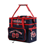 Custom Blue Red All-Over Print Double Layer Insulated Cooler Bag - Waterproof 600D Oxford Picnic Tote for Team Events & Outdoor BBQ