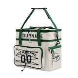 Custom Grey Green All-Over Print Double Layer Insulated Cooler Bag - Waterproof 600D Oxford Picnic Tote for Team Events & Outdoor BBQ