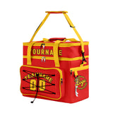 Custom Red Yellow All-Over Print Double Layer Insulated Cooler Bag - Waterproof 600D Oxford Picnic Tote for Team Events & Outdoor BBQ