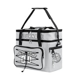 Custom Grey Black All-Over Print Double Layer Insulated Cooler Bag - Waterproof 600D Oxford Picnic Tote for Team Events & Outdoor BBQ