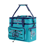 Custom Cyan Blue All-Over Print Double Layer Insulated Cooler Bag - Waterproof 600D Oxford Picnic Tote for Team Events & Outdoor BBQ