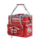 Custom Red Grey All-Over Print Double Layer Insulated Cooler Bag - Waterproof 600D Oxford Picnic Tote for Team Events & Outdoor BBQ