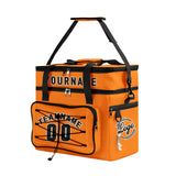 Custom Orange Black All-Over Print Double Layer Insulated Cooler Bag - Waterproof 600D Oxford Picnic Tote for Team Events & Outdoor BBQ