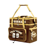 Custom Brown Yellow All-Over Print Double Layer Insulated Cooler Bag - Waterproof 600D Oxford Picnic Tote for Team Events & Outdoor BBQ
