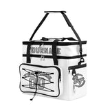 Custom White Black All-Over Print Double Layer Insulated Cooler Bag - Waterproof 600D Oxford Picnic Tote for Team Events & Outdoor BBQ