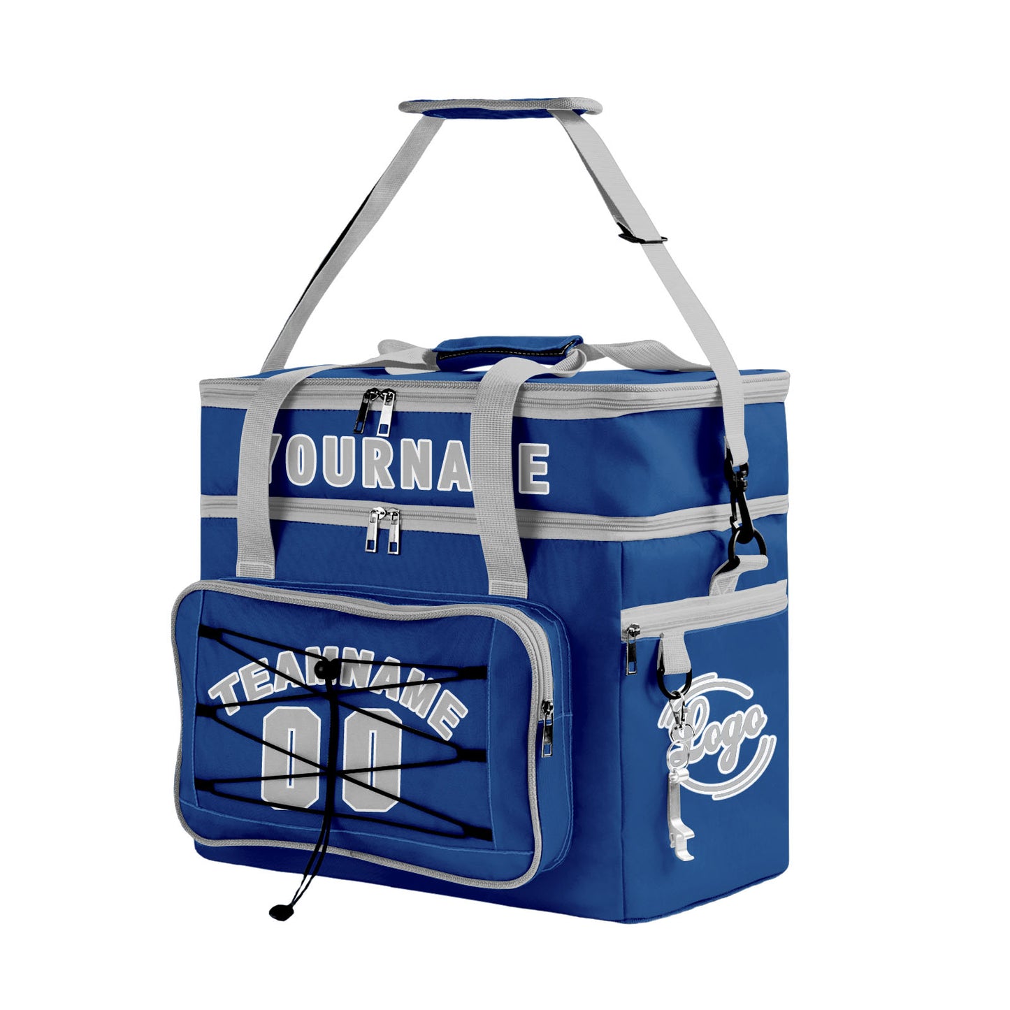Portable Double Layer Cooler Bag - Waterproof Insulated Picnic Tote for Camping & Family Outings Blue Grey