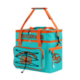 Custom Cyan Orange All-Over Print Double Layer Insulated Cooler Bag - Waterproof 600D Oxford Picnic Tote for Team Events & Outdoor BBQ