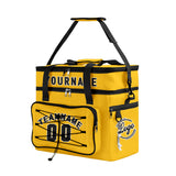 Custom Yellow Black All-Over Print Double Layer Insulated Cooler Bag - Waterproof 600D Oxford Picnic Tote for Team Events & Outdoor BBQ