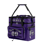 Custom Purple Black All-Over Print Double Layer Insulated Cooler Bag - Waterproof 600D Oxford Picnic Tote for Team Events & Outdoor BBQ